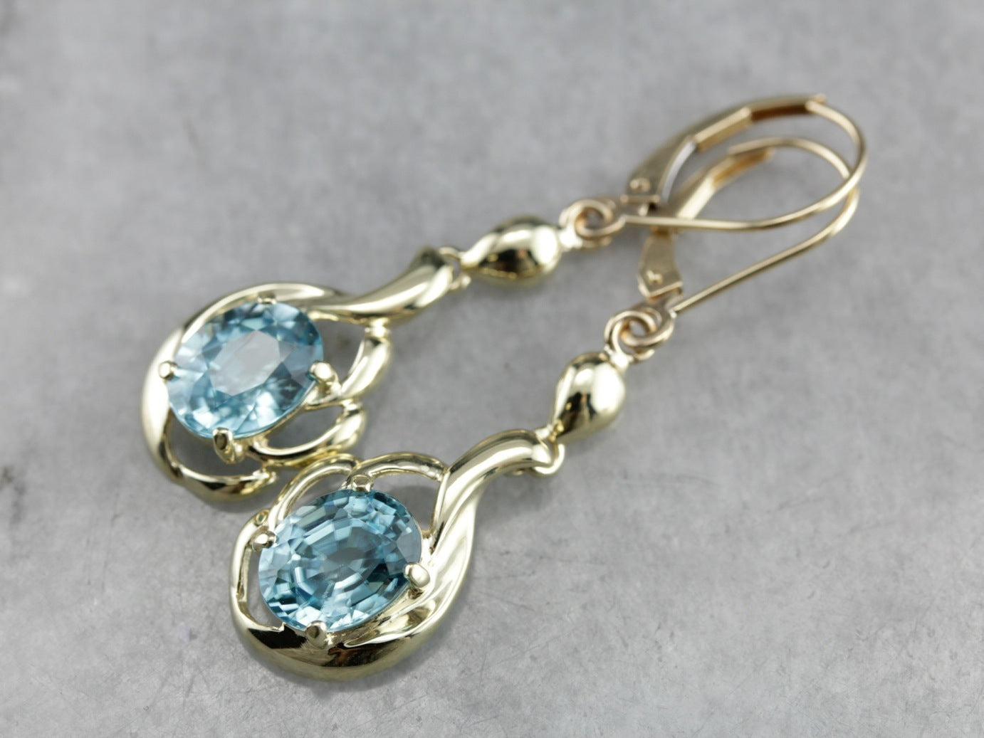 Retro Blue Zircon Drop Earrings