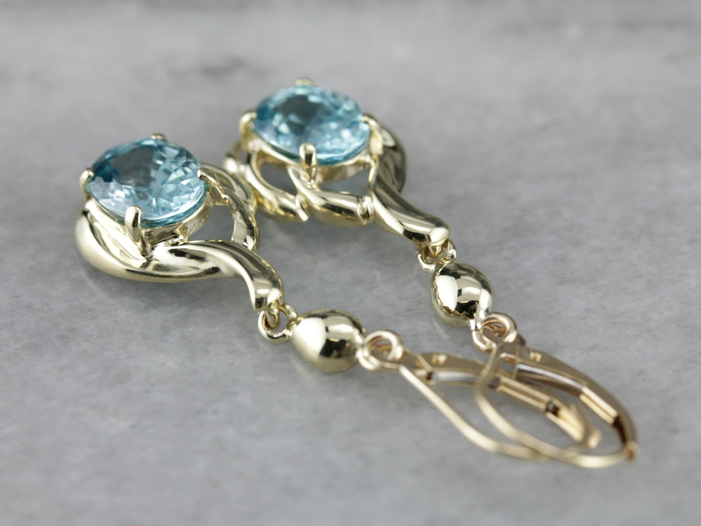 Retro Blue Zircon Drop Earrings