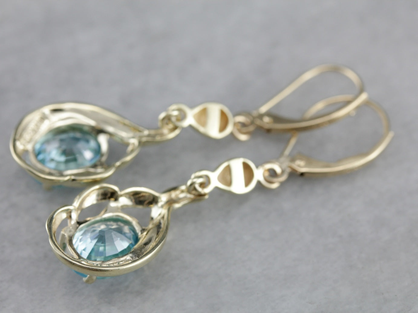 Retro Blue Zircon Drop Earrings