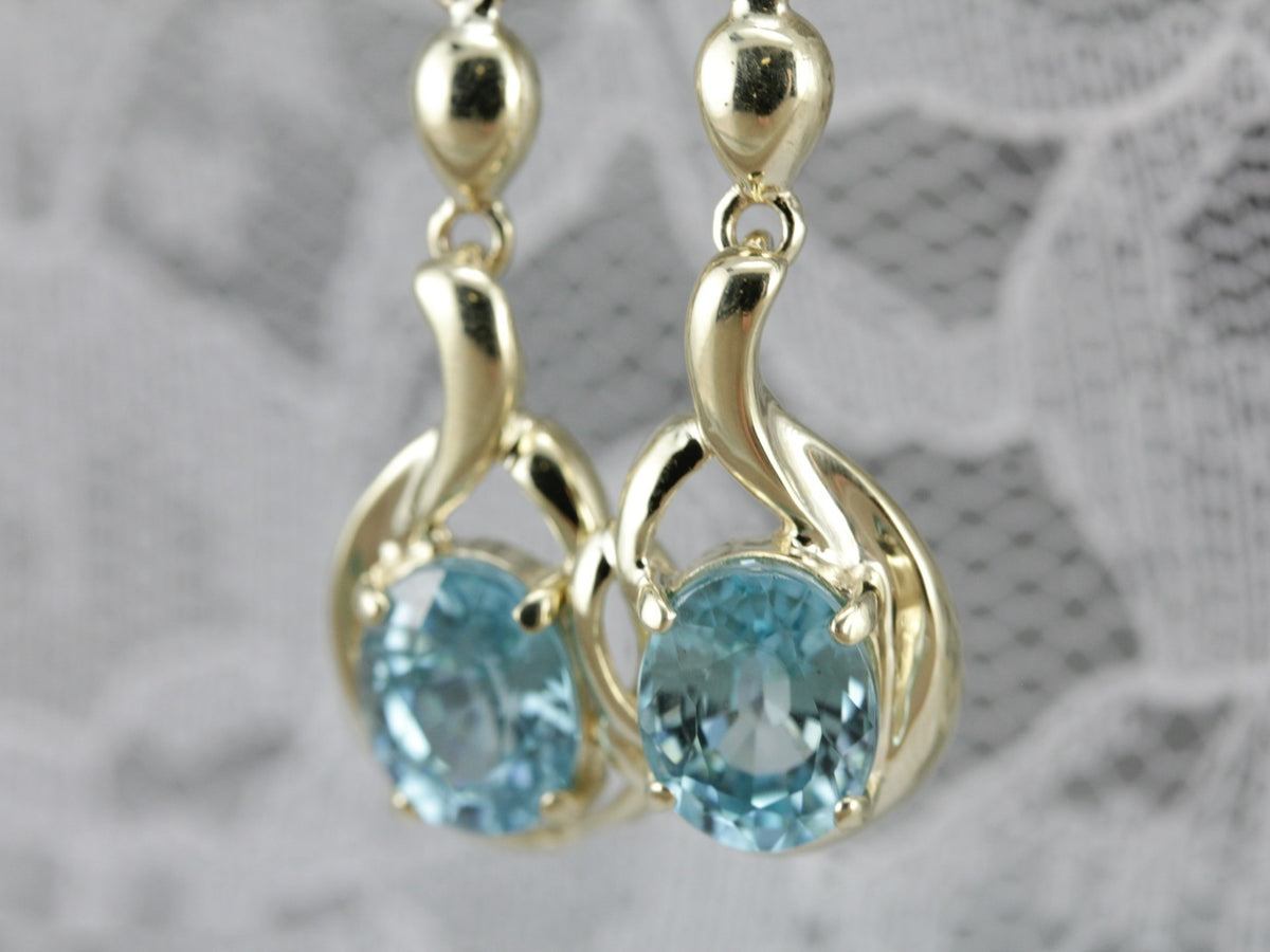 Retro Blue Zircon Drop Earrings