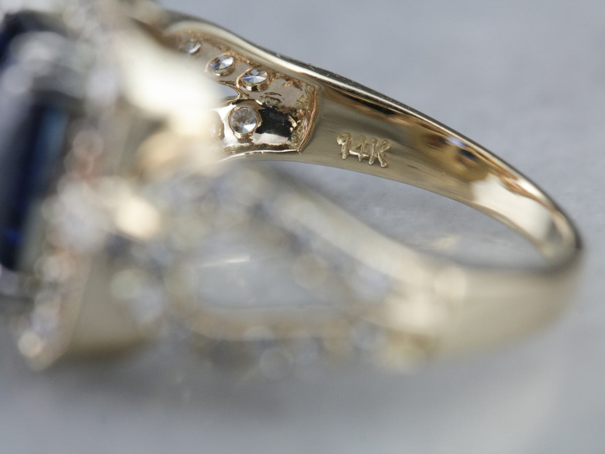 Modern Sapphire and Diamond Cocktail Ring