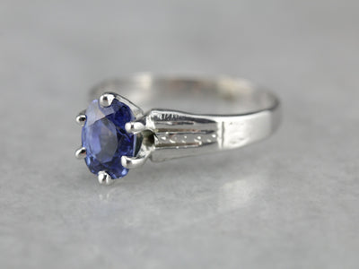 Bright Blue Sapphire Solitaire Ring