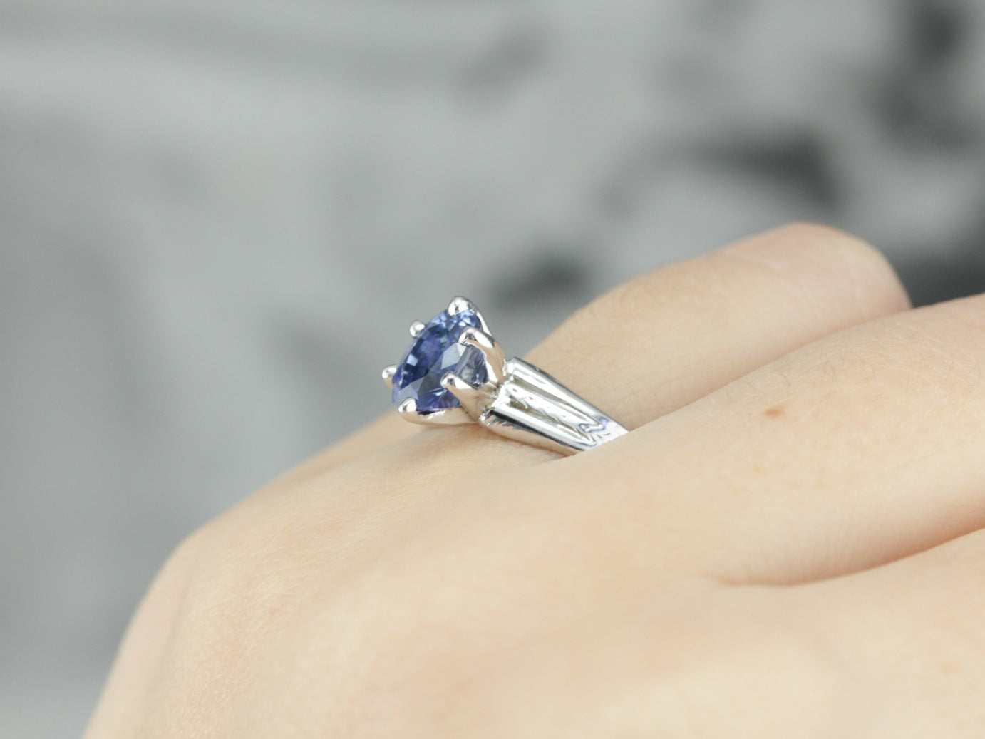 Bright Blue Sapphire Solitaire Ring