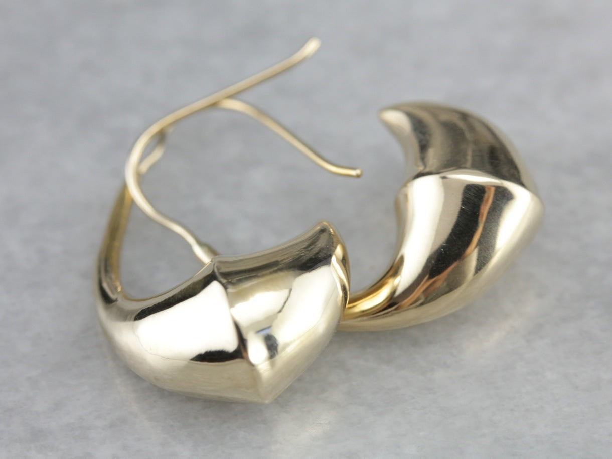 Sleek Polished Yellow Gold Drop Earrings
