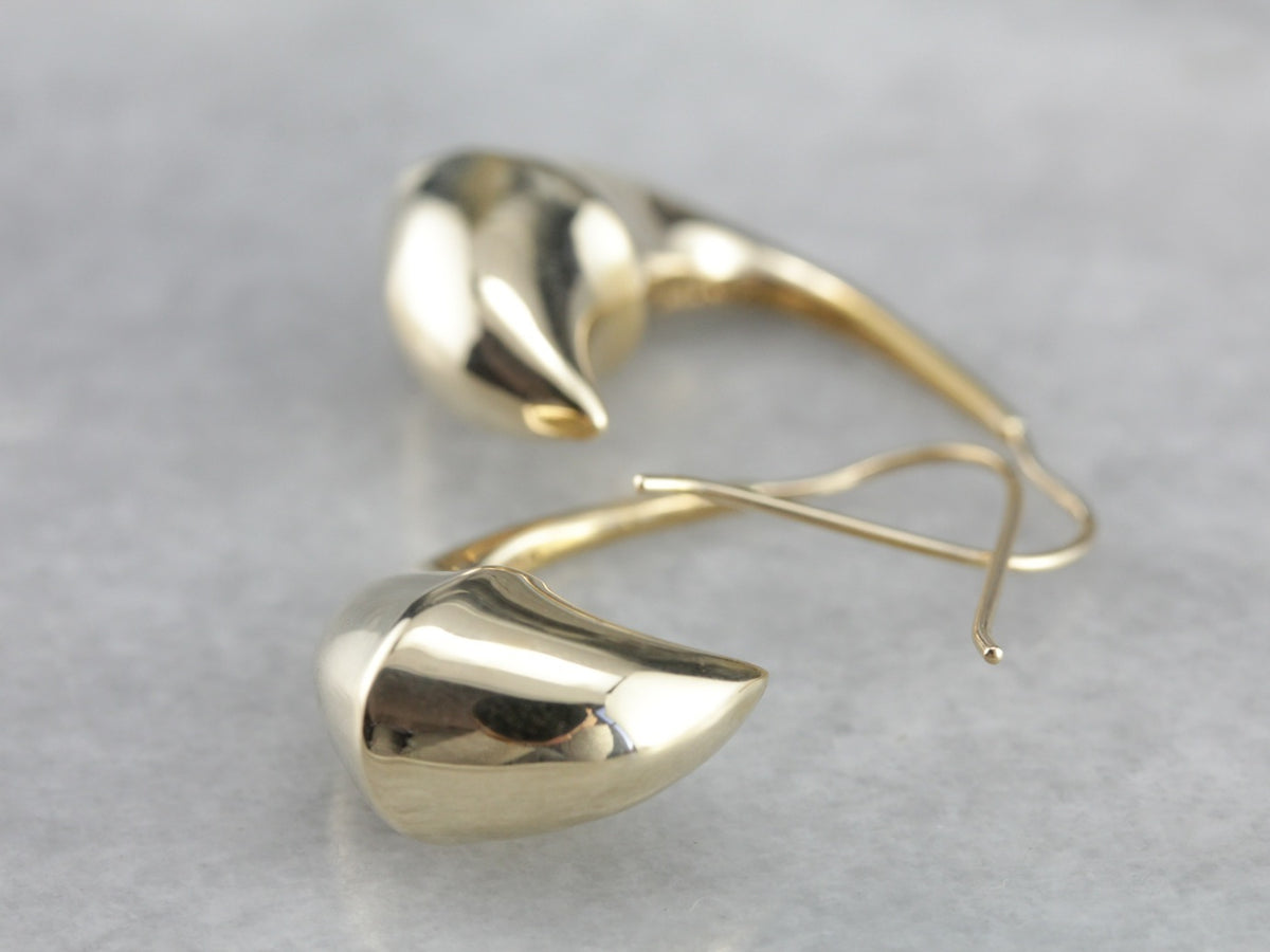 Sleek Polished Yellow Gold Drop Earrings