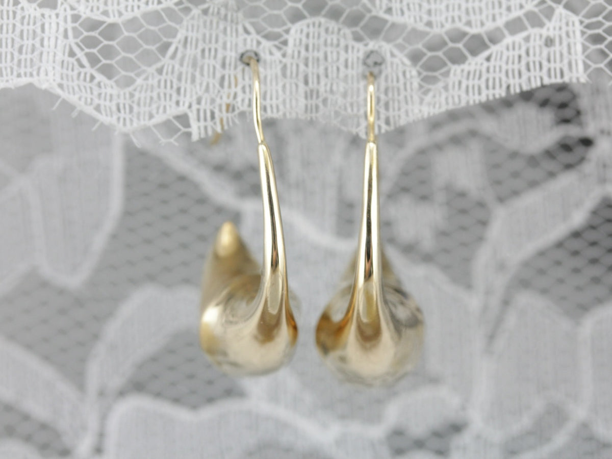 Sleek Polished Yellow Gold Drop Earrings