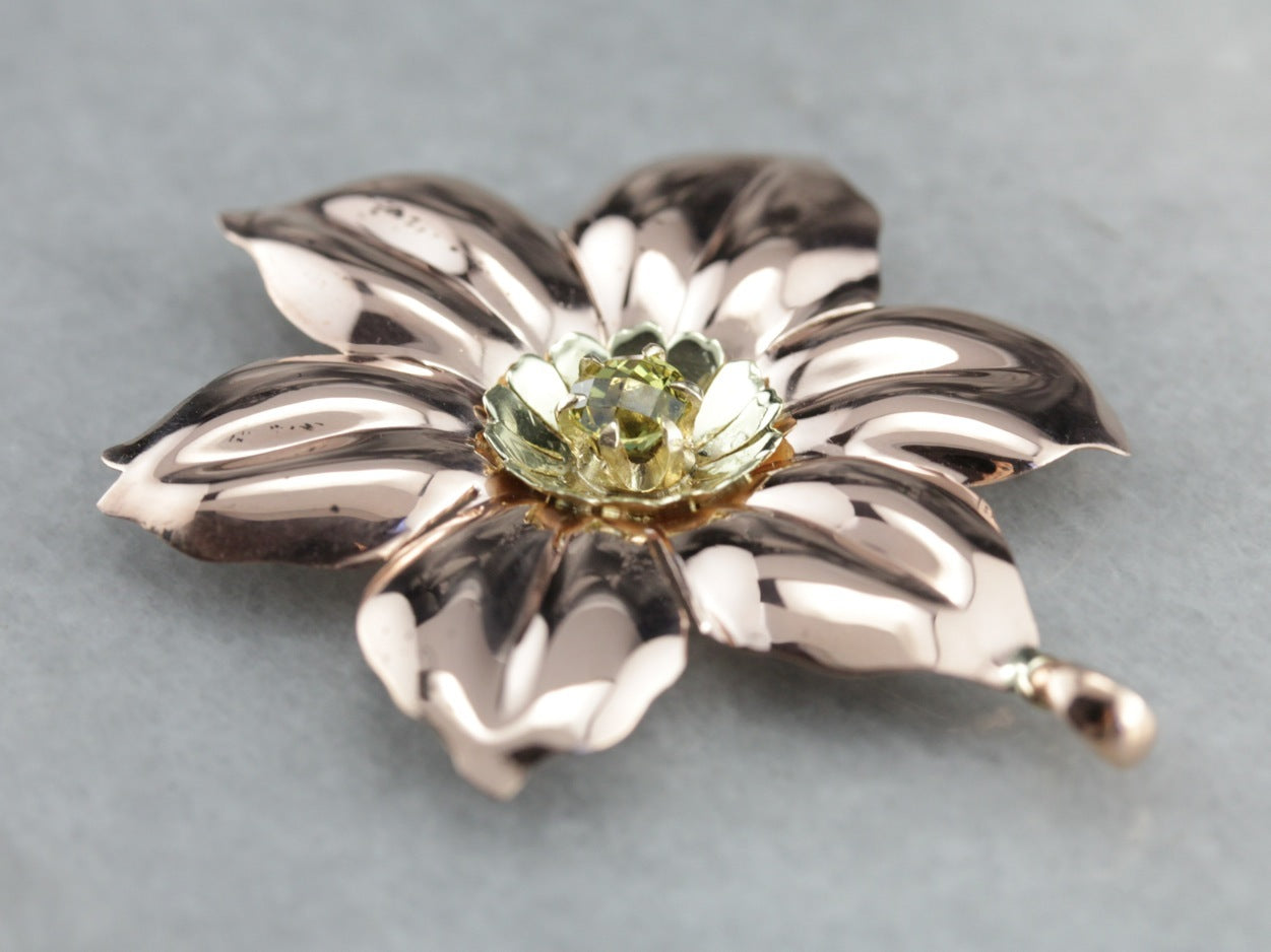 Large Mali Garnet Flower Pendant