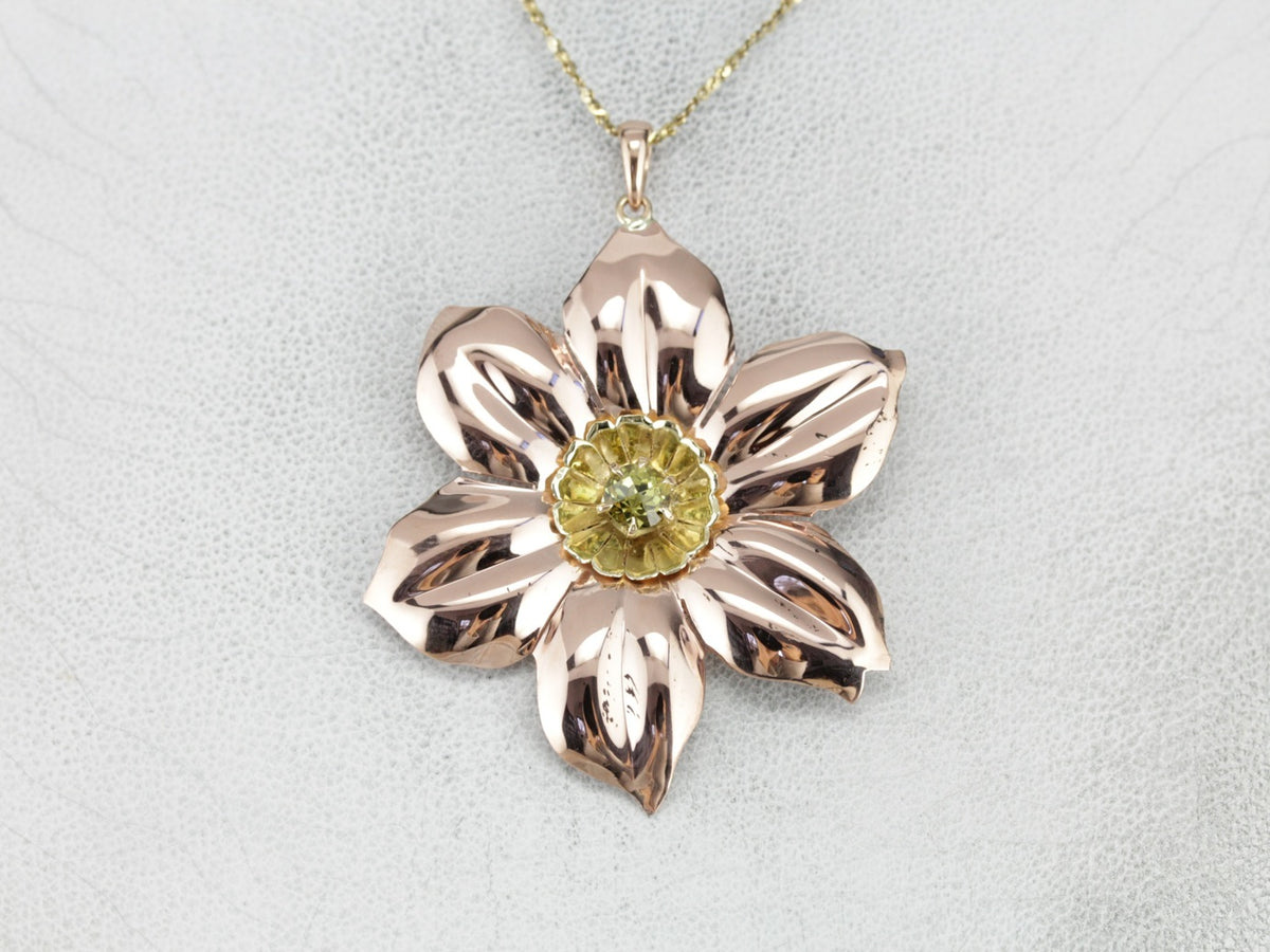 Large Mali Garnet Flower Pendant