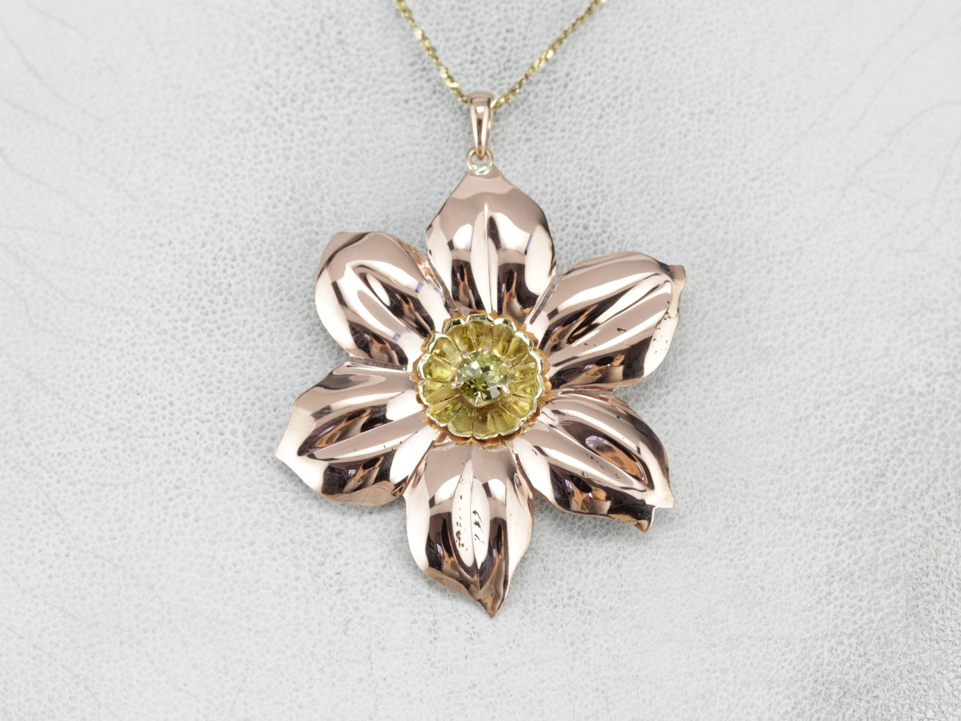 Large Mali Garnet Flower Pendant