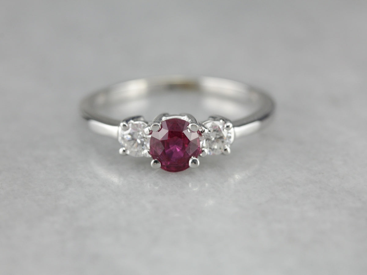 Classic Three Stone Pink Sapphire Ring