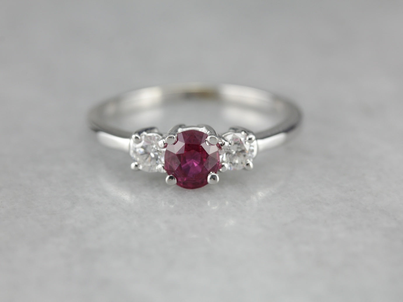 Classic Three Stone Pink Sapphire Ring