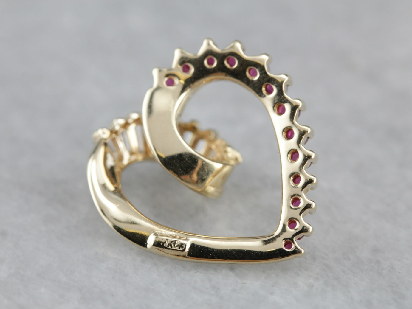 Modern Ruby and Diamond Heart Pendant