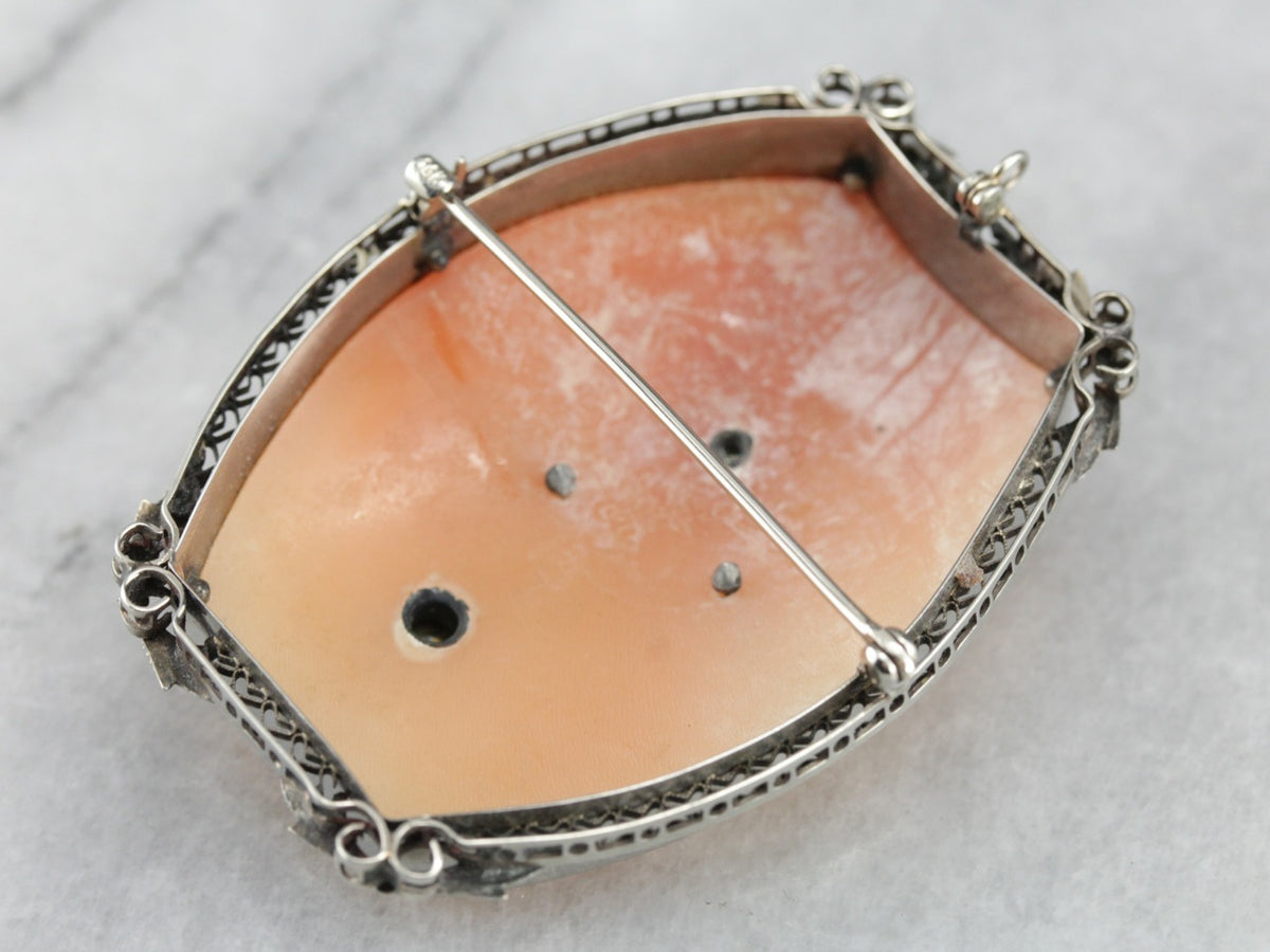 Art Deco Diamond Cameo Brooch