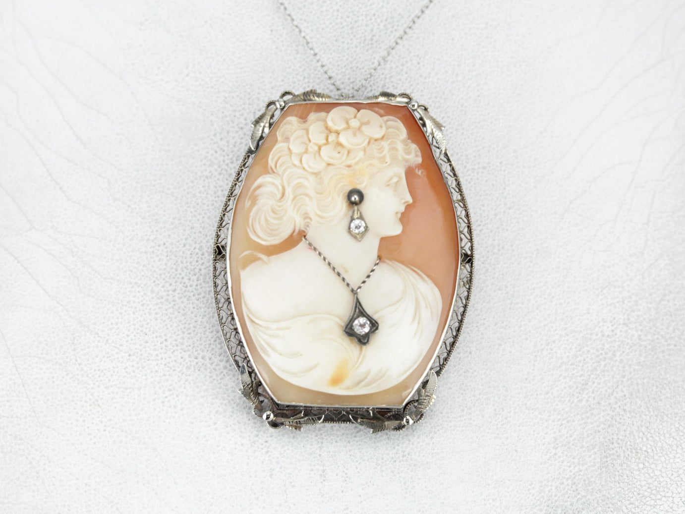 Art Deco Diamond Cameo Brooch