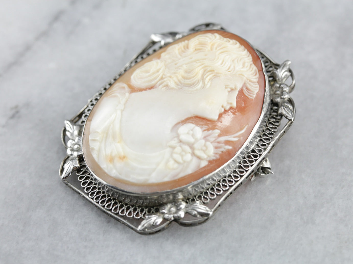 Sterling Silver Cameo Brooch