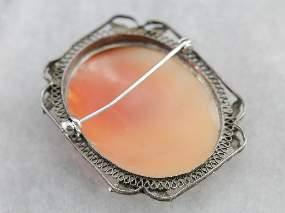 Sterling Silver Cameo Brooch