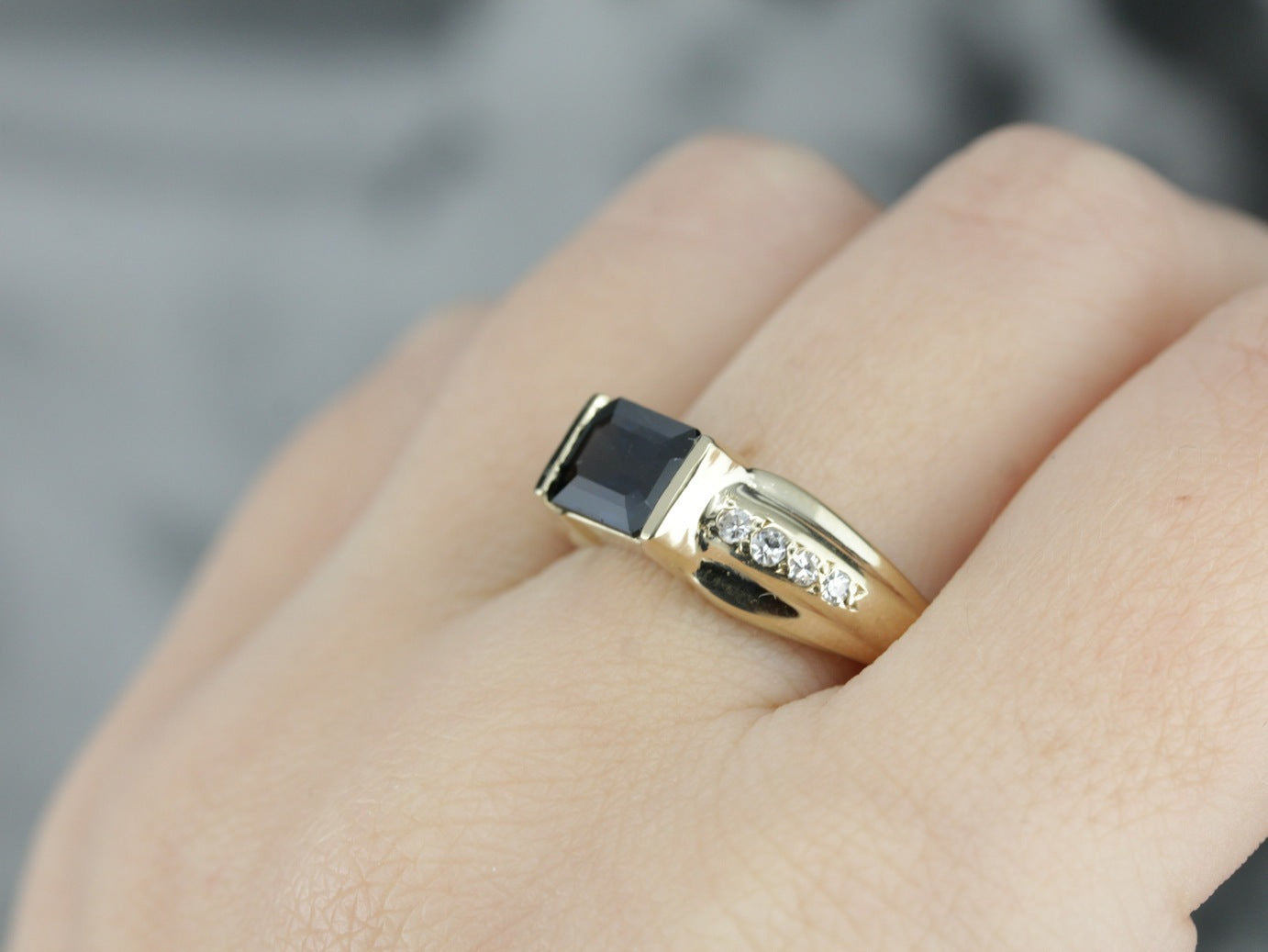 Modern Sapphire Right Hand Ring