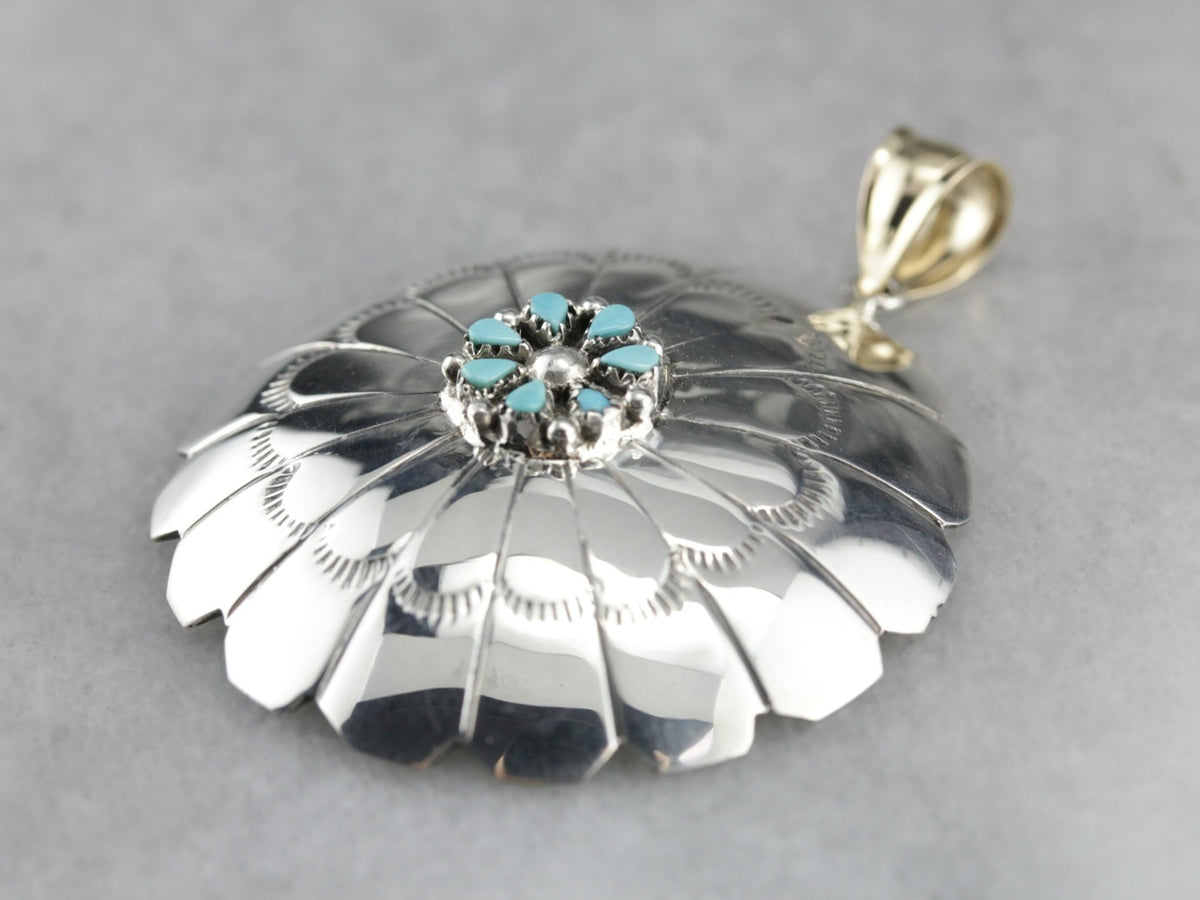 Native American Turquoise Concha Pendant