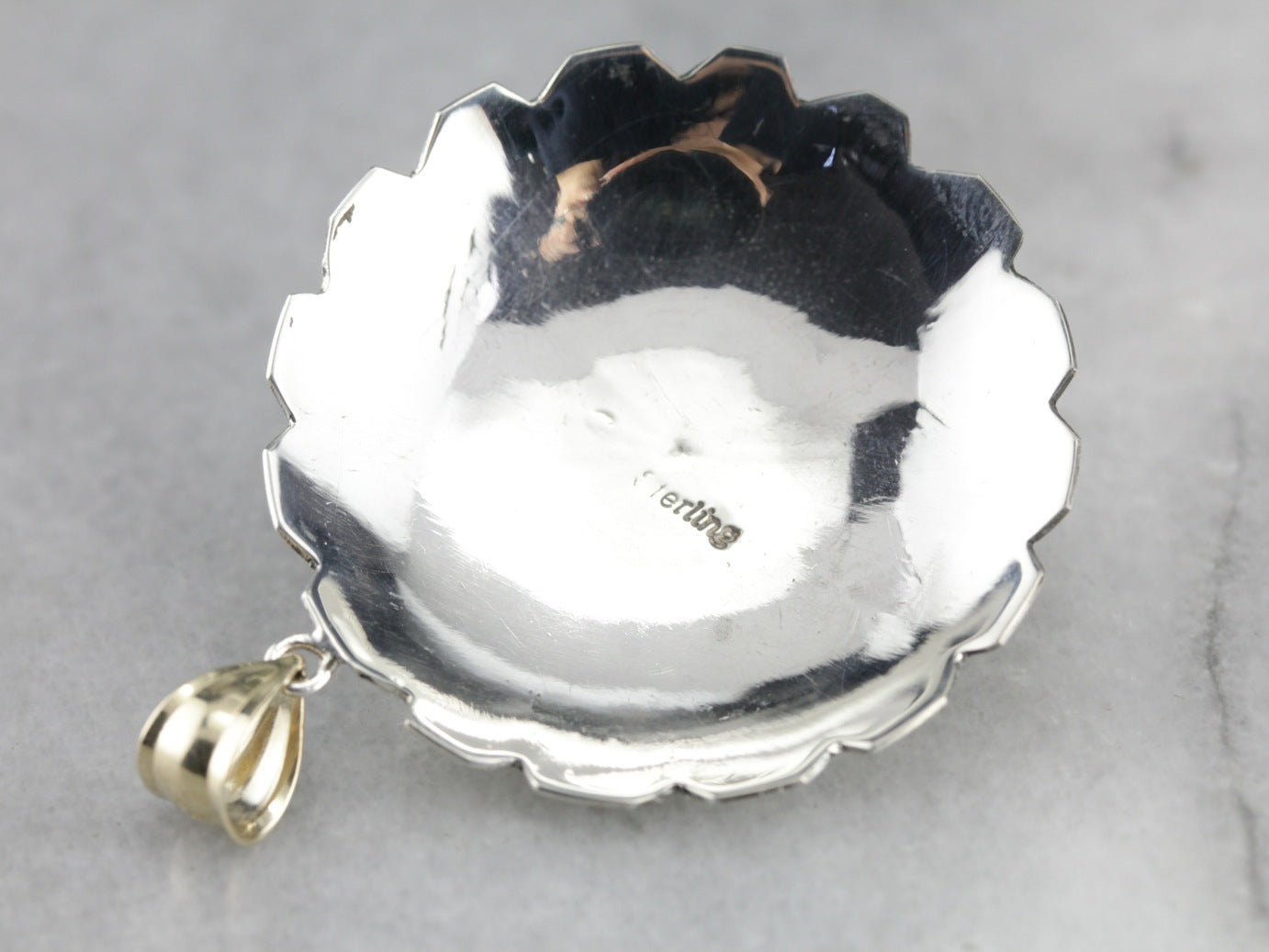 Native American Turquoise Concha Pendant