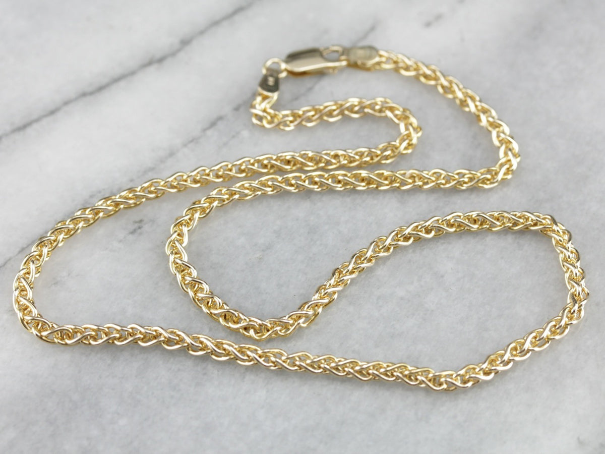 Vintage Yellow Gold Wheat Chain