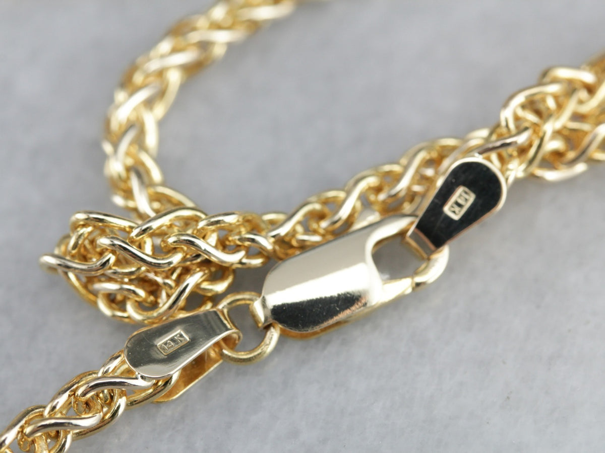 Vintage Yellow Gold Wheat Chain