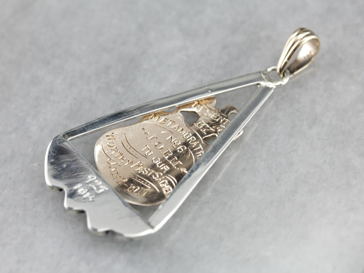 Upcycled Turquoise and Enameled Pendant