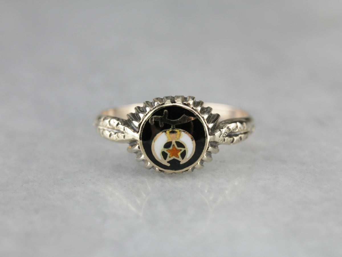 Upcycled Shriners Enameled Ring
