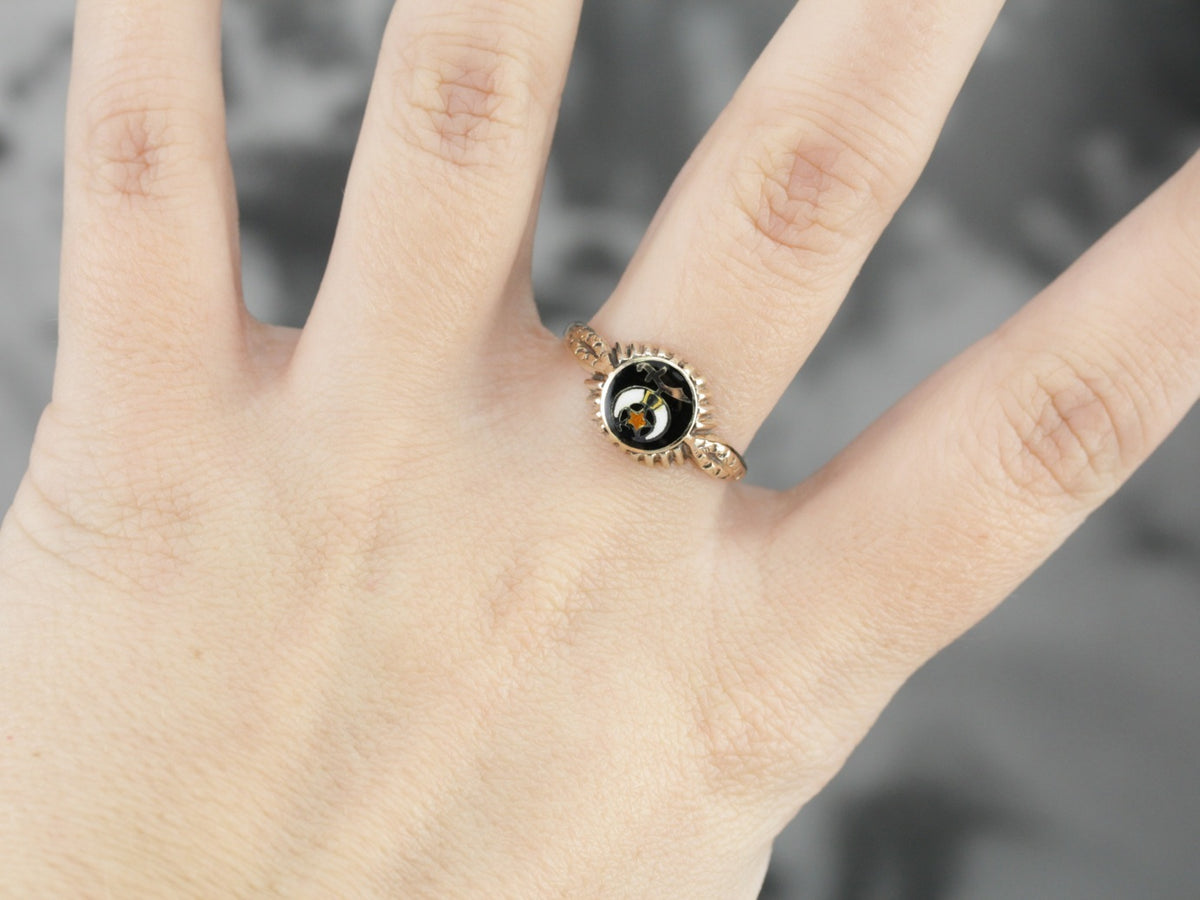 Upcycled Shriners Enameled Ring