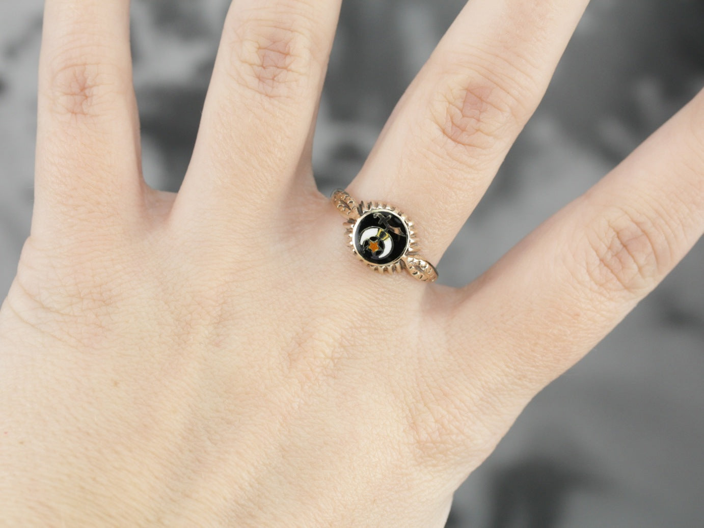 Upcycled Shriners Enameled Ring