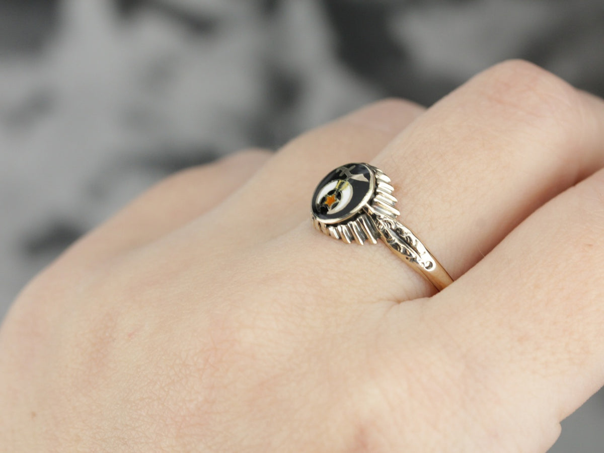 Upcycled Shriners Enameled Ring