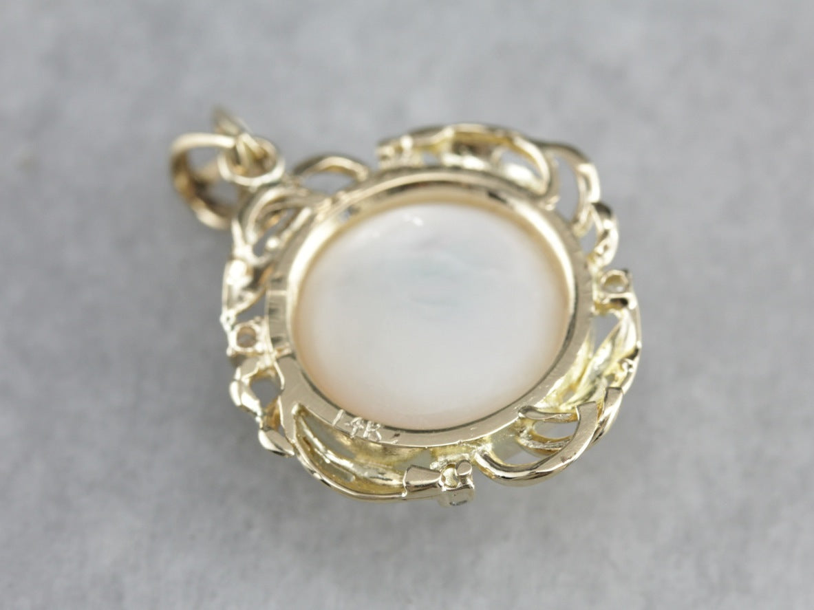 Bridal Diamond and Mabe Pearl Pendant