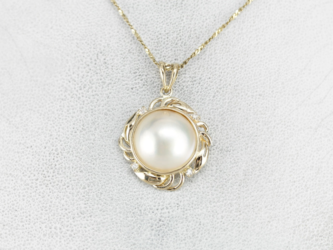 Bridal Diamond and Mabe Pearl Pendant