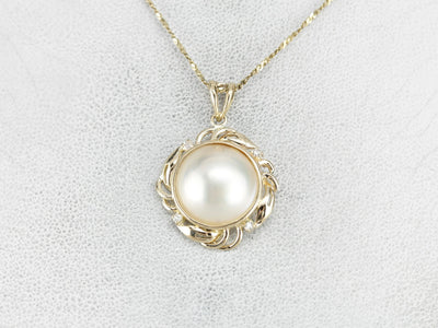 Bridal Diamond and Mabe Pearl Pendant