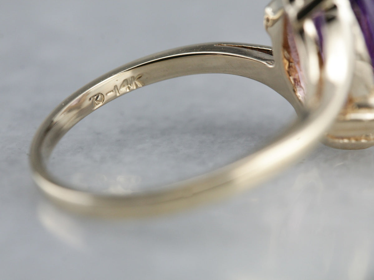 Amethyst and Diamond Bypass Ring