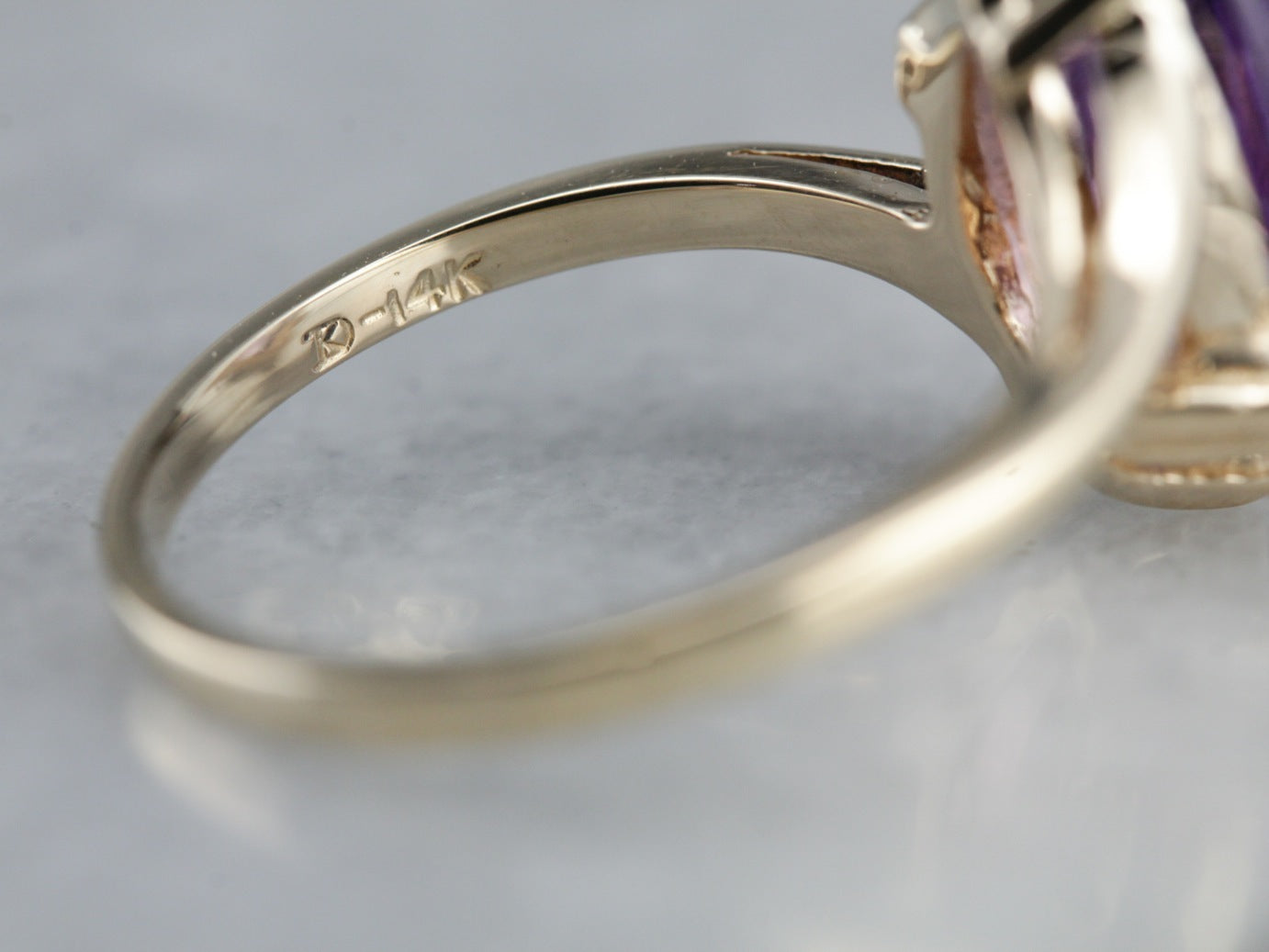 Amethyst and Diamond Bypass Ring