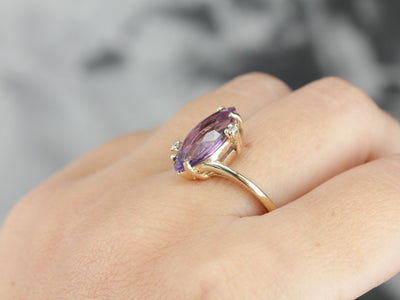 Amethyst and Diamond Bypass Ring