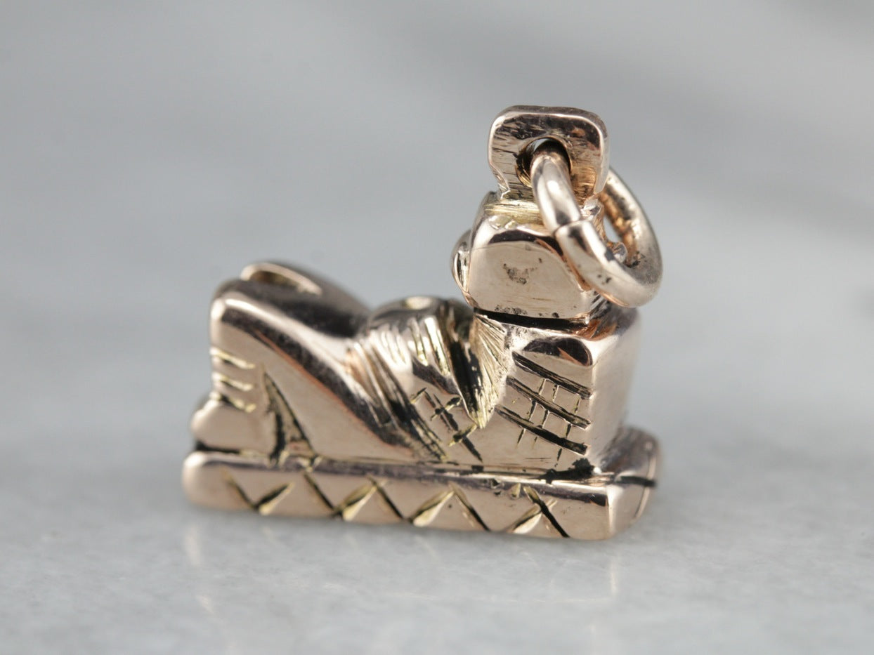 Chacmool Charm, Mayan Figural Sculptural Gold Charm or Pendant