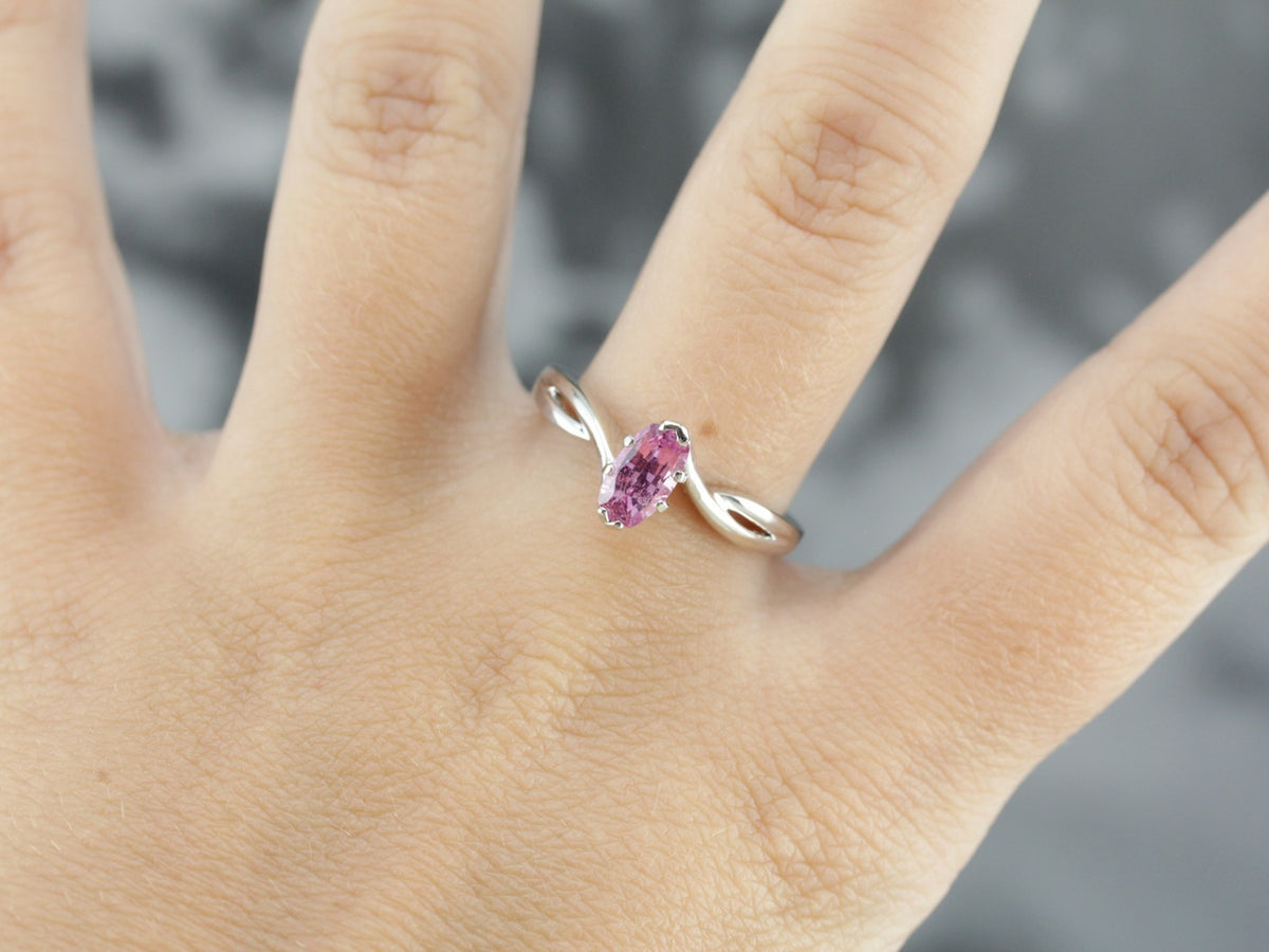 Modern Pink Sapphire Solitaire Ring
