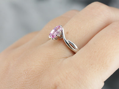 Modern Pink Sapphire Solitaire Ring