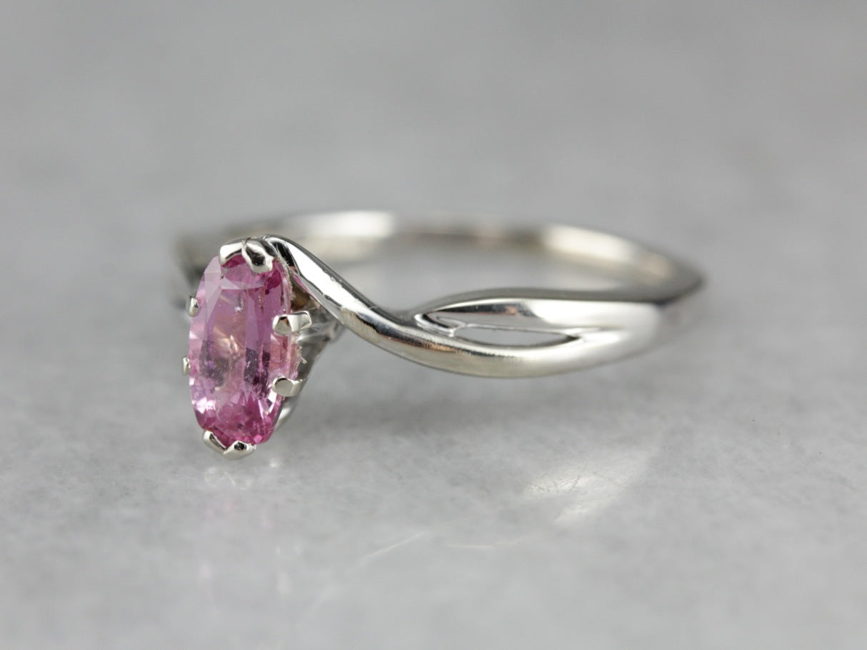 Modern Pink Sapphire Solitaire Ring