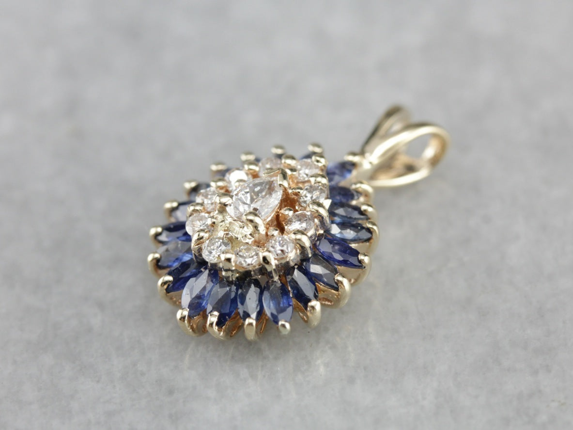 Diamond and Marquise Sapphire Pendant