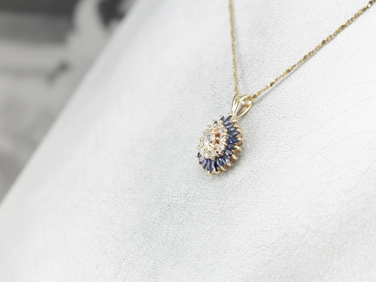 Diamond and Marquise Sapphire Pendant