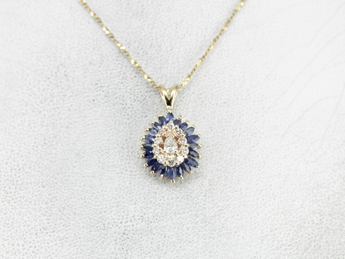 Diamond and Marquise Sapphire Pendant
