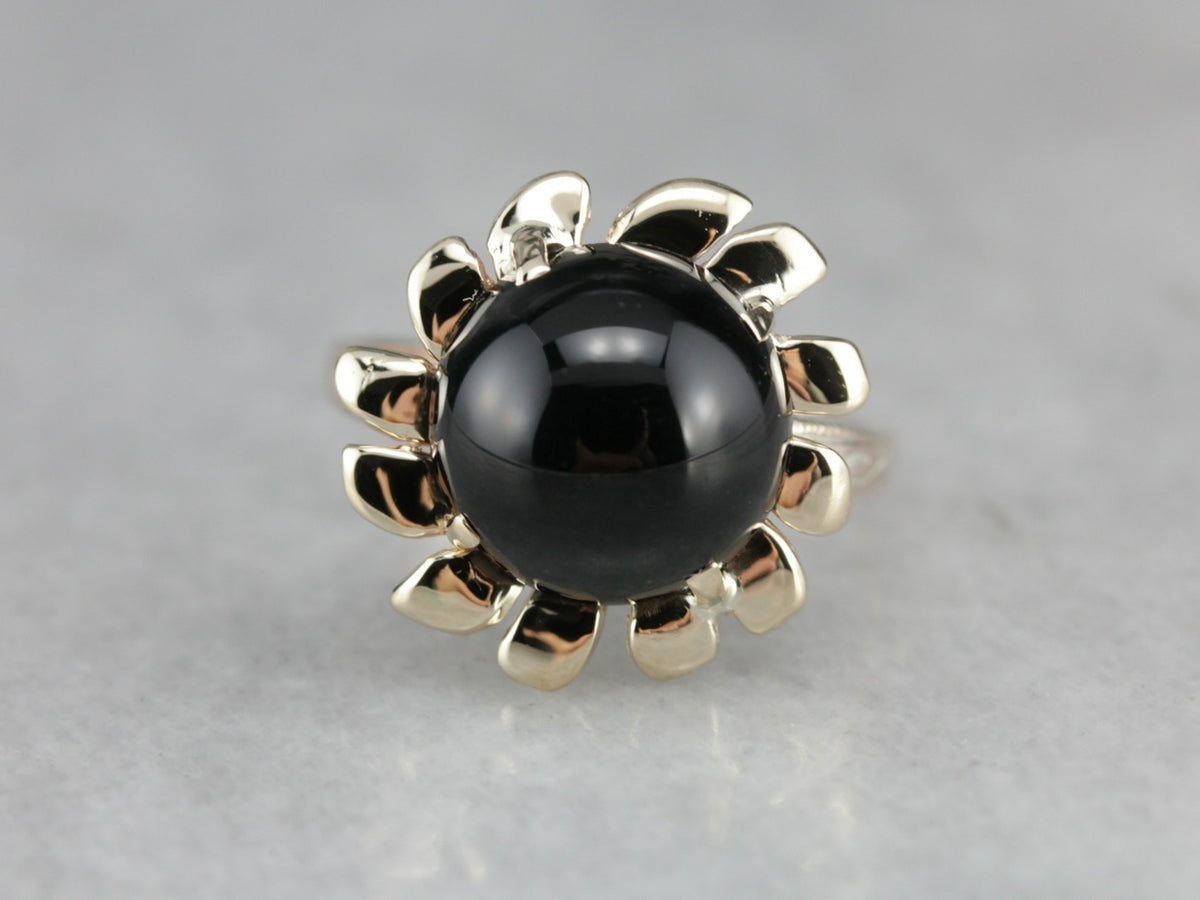 Black Onyx Flower Cocktail Ring