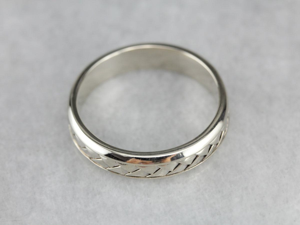 White Gold Woven Wedding Band