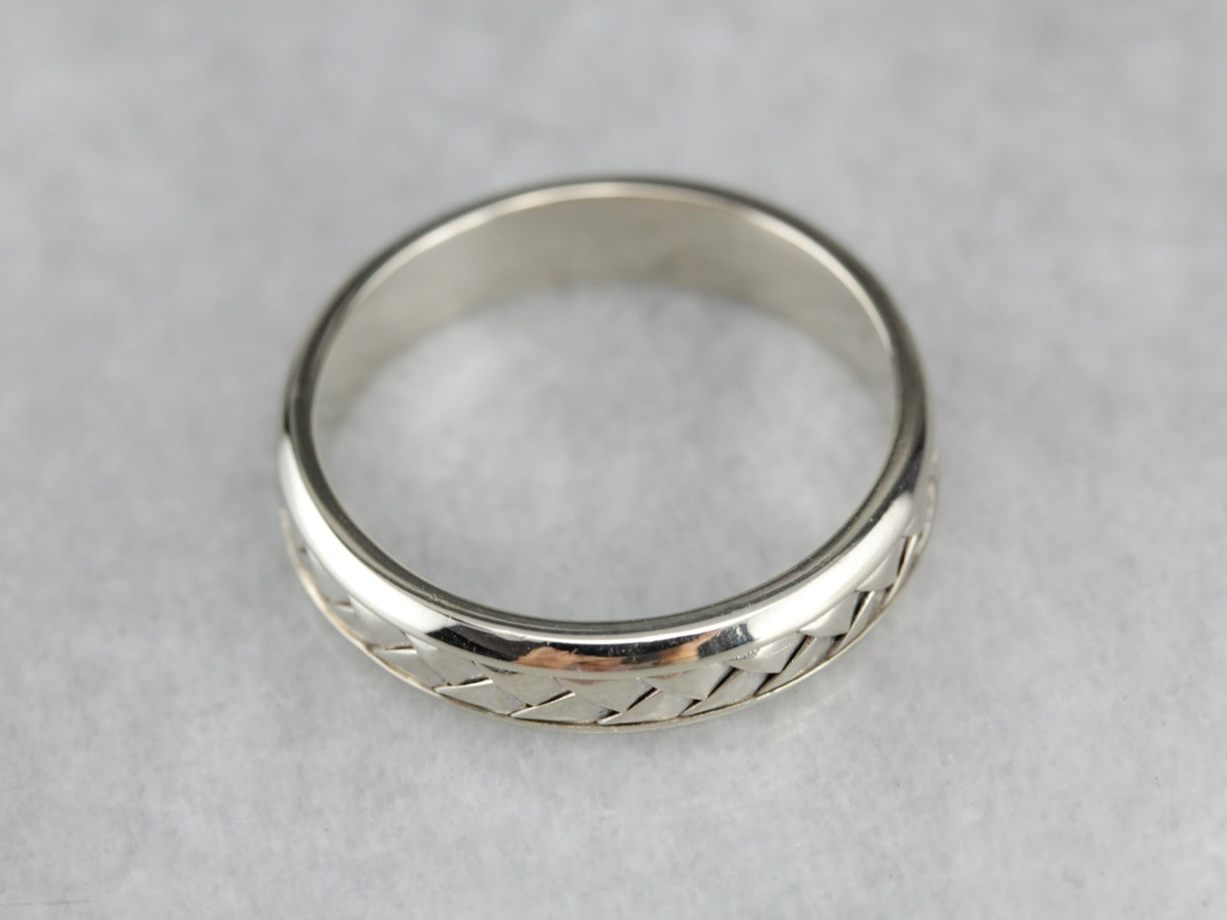 White Gold Woven Wedding Band