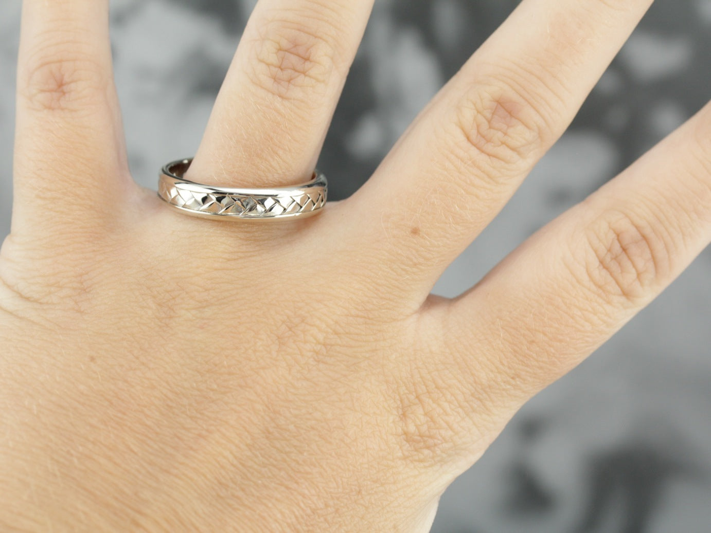 White Gold Woven Wedding Band