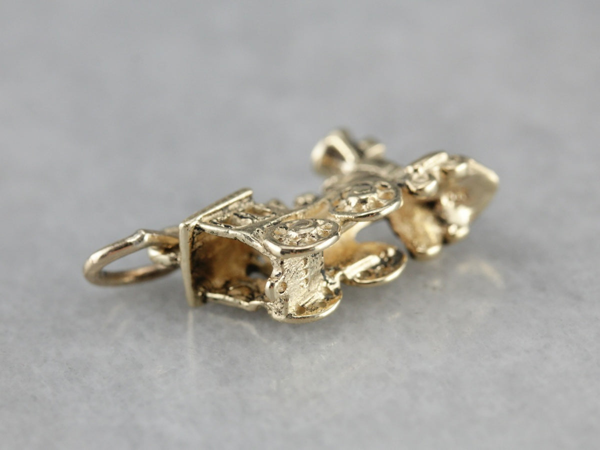 Vintage Train Charm in Yellow Gold