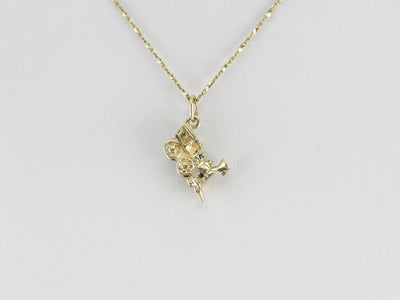 Vintage Train Charm in Yellow Gold