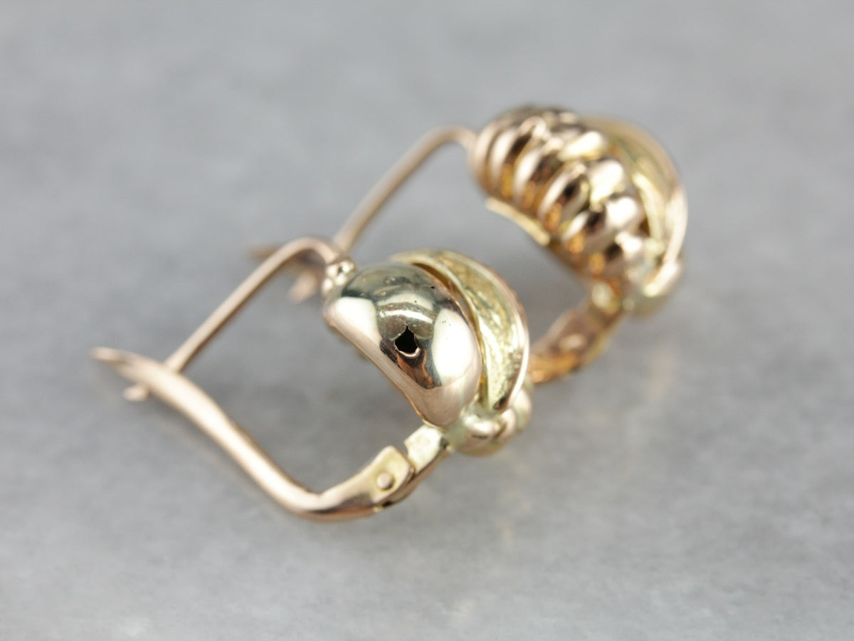 Retro Era Gold Leaf Drop Earrings